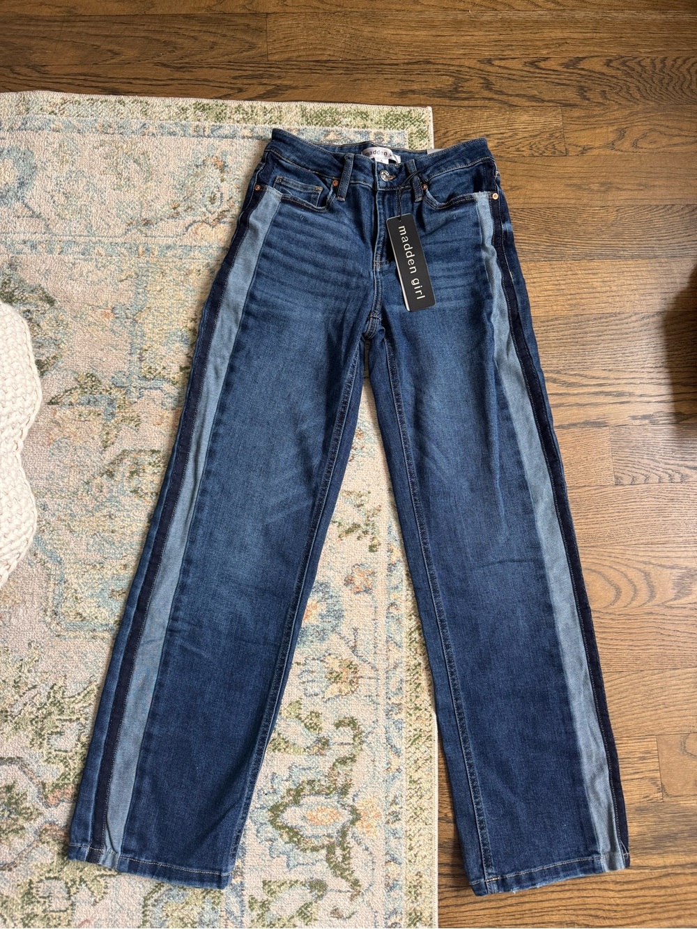 Madden Girl Two-Tone Blue Straight Leg Jeans